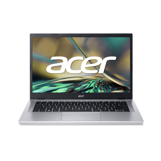 LAPTOP ACER ASPIRE 3 RYZEN 5 7520U; PANTALLA 14 FHD; 8 GB RAM; 256 GB PCIe NVMe SSD; WINDOWS 11 HOME; 1 año de garantía + 1 año contra Robo; PLATA