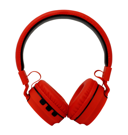 AUDIFONOS OVER-EAR BLUETOOTH NBH-05 MEGA BASS RADIO FM MICRO SD 3.5MML MANOS LIBRES RUBBERIZED ROJO