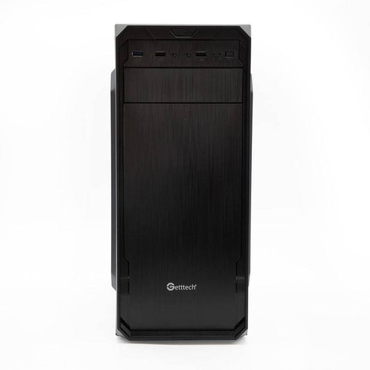 GETTTECH GABINETE MEDIE TORRE, ATX/MICRO ATX/ RANURAS PCI, NEGRO ACABADO MATE, INCLUYE FUENTE DE 500W, 1 VENTILADOR, MOD. GG-1803