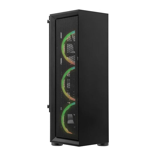 YEYIAN GABINETE GAMER VENTLE MASTER, ATX MICRO ATX, INC 3 VENT , FAN HUB 8 VENT, CONTROL REMOTO, GPU 260MM, LAT CRISTAL TEMPLADO, YCH-ATAB-01BK