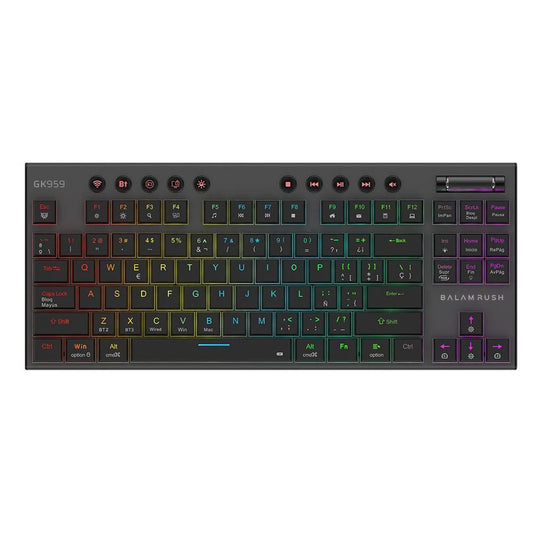 Teclado Gamer Inalámbrico DOMINATE EXPERT GK959 Balam Rush Legend Series Conecta Multidispositivo,  Color Negro, BR-940405