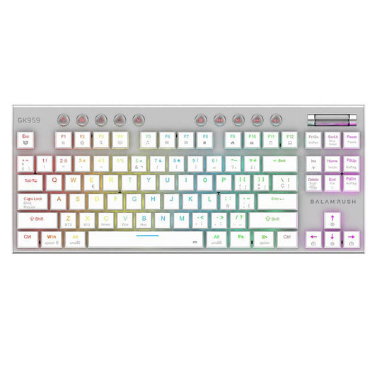 Teclado Gamer Inalámbrico DOMINATE EXPERT GK959 Balam Rush Legend Series Conecta Multidispositivo, Color Blanco, BR-940412