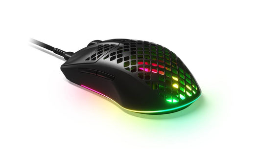 Mouse Para Juegos SteelSeries Aerox 3 Wired. Súper Ligero. Sensor óptico de Aire TrueMove de 18.000 CPI. Diseño Ultraligero de 68 g Resistente al Agua.