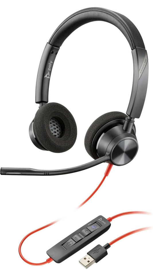 Poly Blackwire 3325, Alambricos, USB-C con adaptador USB-C/A, conector 3.5 mm, Binaural, certificacion Microsoft Teams