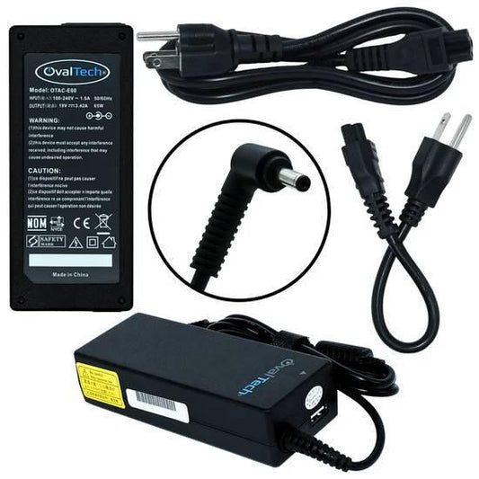 CARGADOR/ADAPTADOR DE CORRIENTE C/CABLE OTAC-E60 PARA COMPUTADORA PORTATIL + USB  65W, 19V 3.42A (4.0*1.35) USB salida: 5V, 2.1Amp MARCA OVALTECH