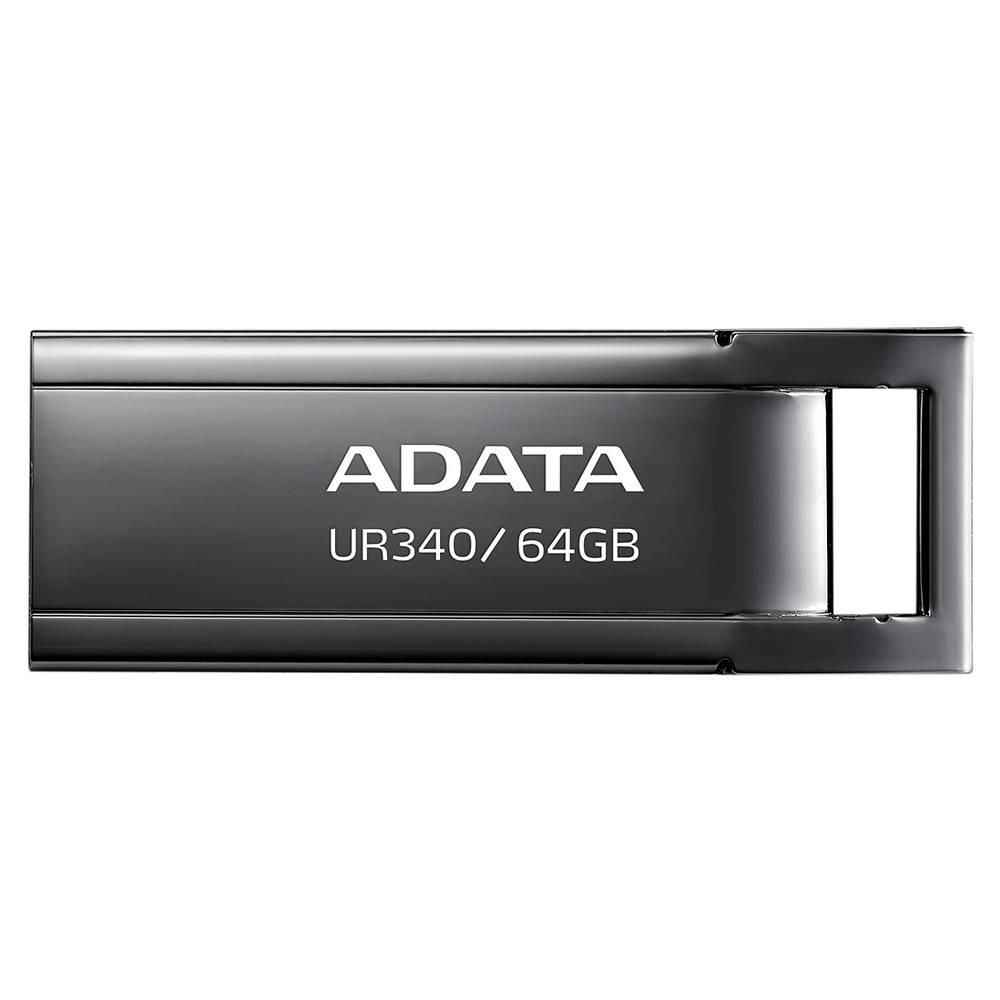 Memoria USB de 32GB UR340 3.2 Gen 1 (retrocompatible 3.0 y 2.0), diseño elegante sin tapa. Color Metálico negro. AROY-UR340-32GBK
