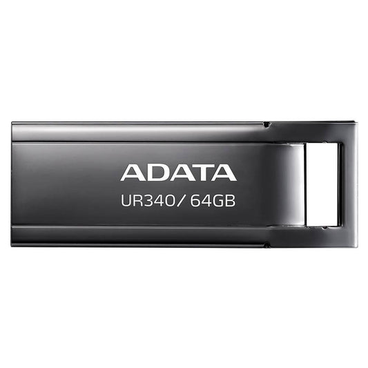 Memoria USB de 32GB UR340 3.2 Gen 1 (retrocompatible 3.0 y 2.0), diseño elegante sin tapa. Color Metálico negro. AROY-UR340-32GBK