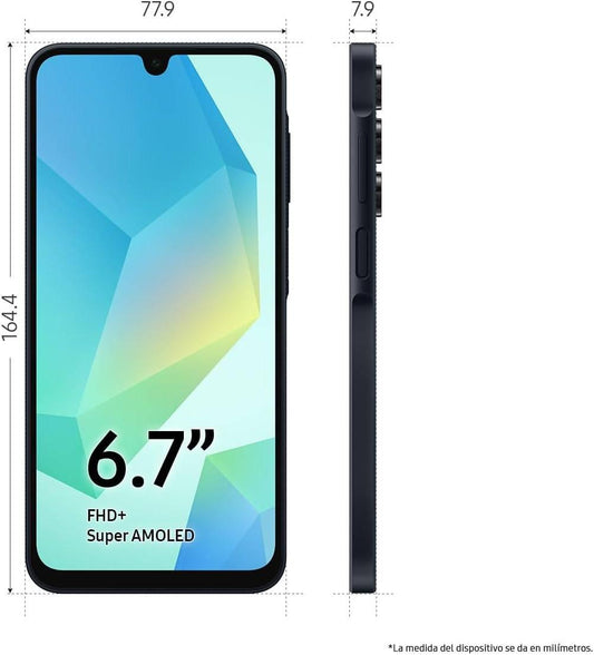 Pantalla 6.7 Pulgadas, Procesador Exynos, 4 GB RAM, 128 GB Cámaras Trasera triple: 50 MP (principal) + 5 MP  Frontal: 13 MP, Batería 5000 mAh