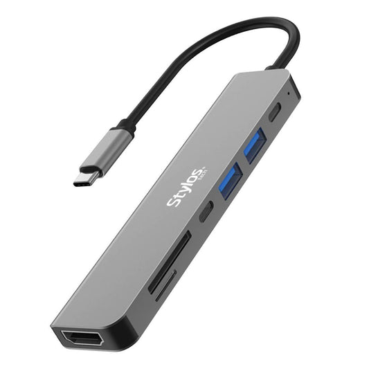 Hub 7 en 1 Stylos USB C Gris