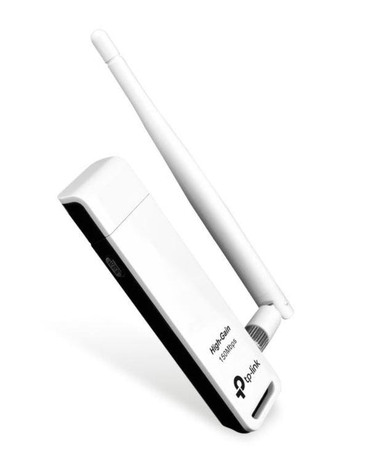 Adaptador USB TP-LINK TL-WN722N, Inalámbrico, 150 Mbit/s, Color blanco