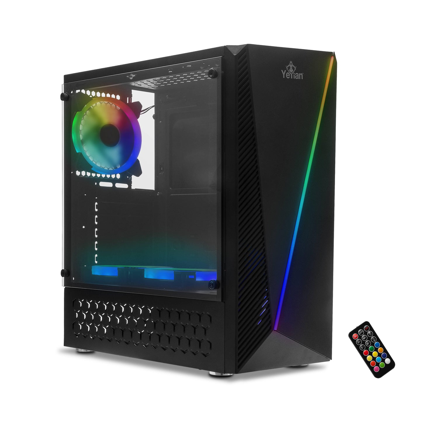 YEYIAN GABINETE GAMING CRESCENT MASTER MEDIA TORRE ATX MICRO Y MINI ATX, COMPE CON FUENTE ATX, GPU 325 MM INC 3 VENTS GRAN FLUJO - SKU: YCH-LAR7-01BK