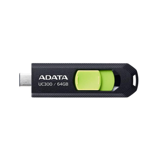 Memoria USB 3.2 Gen 1 Tipo C 32GB UC300, Conector deslizable sin tapa. Plastico, color NEGRO-VERDE  ACHO-UC300-32G-RBK/GN