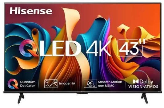 Televisor Hisense 43QD6QV, 43 pulgadas, QLED, 3840 x 2160 Pixeles, QLED VIDAA SMART TV