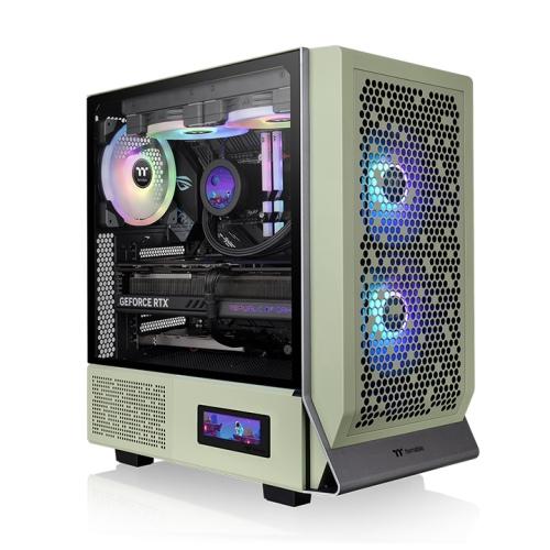 Gabinete Thermaltake Ceres 300 TG ARGB Matcha Green Mid Tower, ATX/Mini-ITX/Micro-ATX/E-ATX, USB 3.0, sin Fuente, 3 Ventiladores Instalados