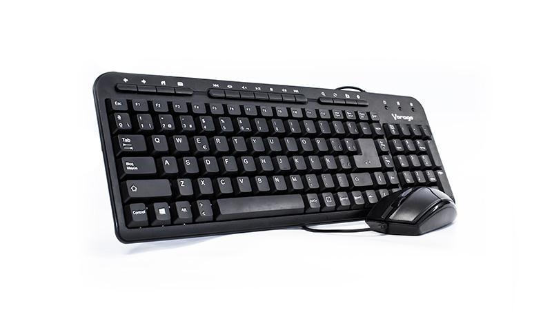 Kit Teclado y Mouse VORAGO KM-105 Estándar	104 teclas, Negro, 1000 DPI