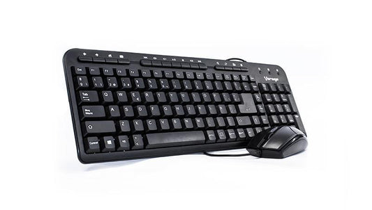 Kit Teclado y Mouse VORAGO KM-105 Estándar	104 teclas, Negro, 1000 DPI