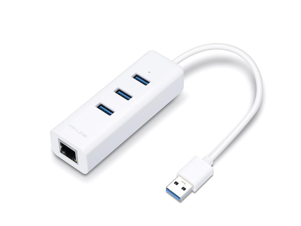Adaptador USB 2 en 1 con Hub de 3 Puertos USB 3.0 y Adaptador Ethernet Gigabit (UE330)