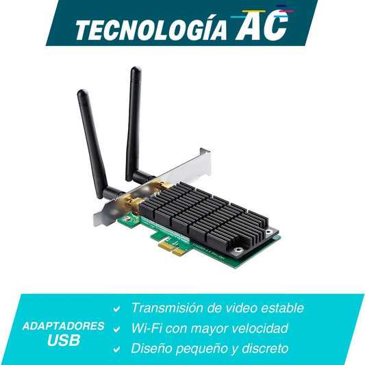 TARJETA DE RED PCI-EXPRESS WIFI DE DOBLE BANDA TP-LINK ARCHER T4E MIMO Y BEAMFORMING