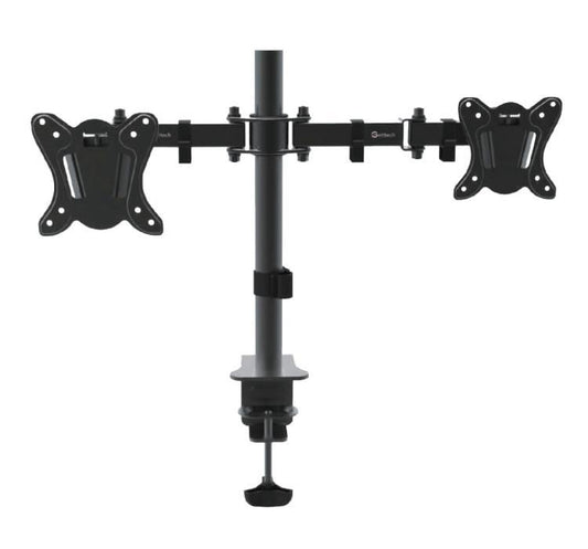 GETTTECH SOPORTE PARA 2 PANTALLAS, DE 10 A 30 pulgadas, 10 KG, NEGRO, VESA 100X100MM INCLINACION +- 45, MOD. TW-1404