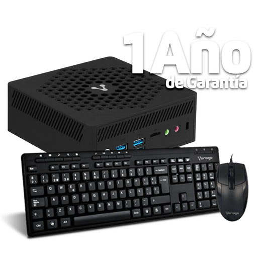 Computadora VORAGO MINIBAY S, Intel Celeron, 8 GB, 256GB ,M.2 Incluye KIT de teclado y mouse