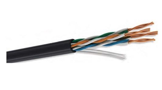 Cable UTP CAT6 para exterior, 4 pares, 23 AWG, bobina de 305 mts, 100% cobre, color negro