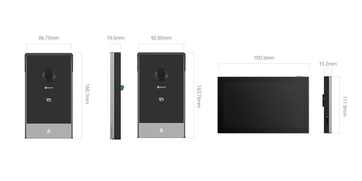 Videoportero EZVIZ HP7, Negro, H.265 / H.264, 7 pulgadas, 2048 x 1296 pixeles