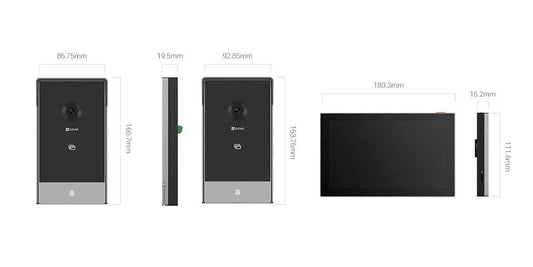Videoportero EZVIZ HP7, Negro, H.265 / H.264, 7 pulgadas, 2048 x 1296 pixeles